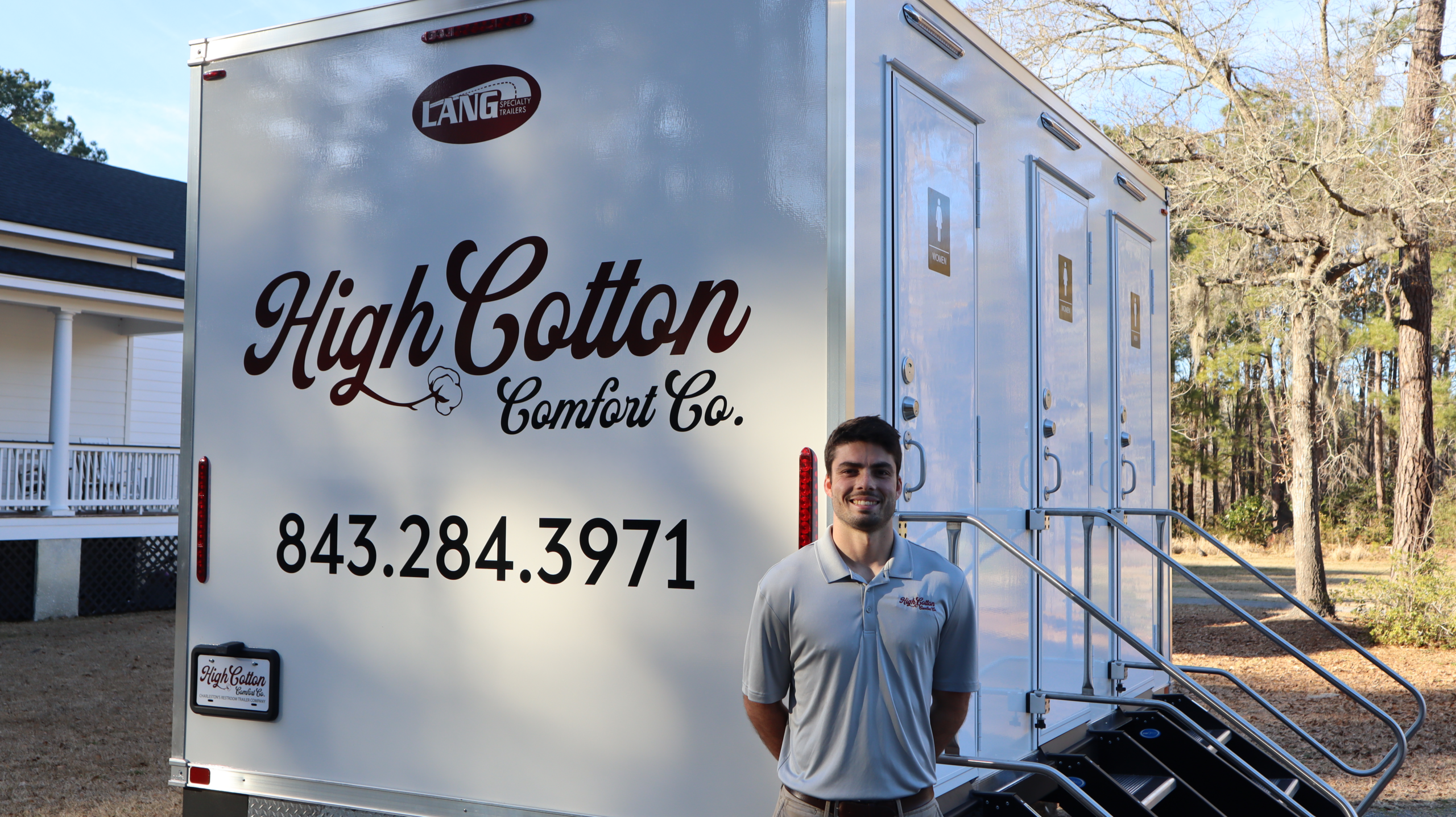 High Cotton Comfort Co. luxury restroom trailer for Charleston events